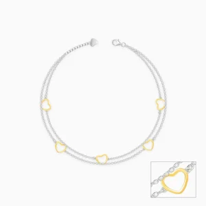 Dual Tone United Hearts Layered Anklet