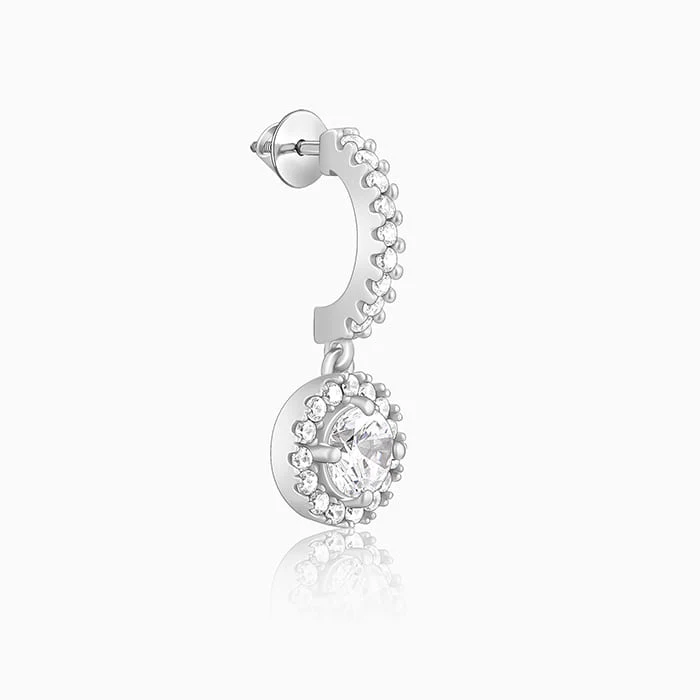 Silver Zircon Drizzle Drop Earrings - Image 3