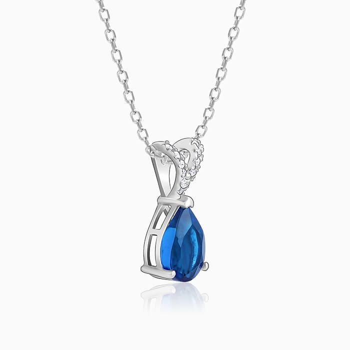 Silver Midnight Blue Pendant With Link Chain - Image 3