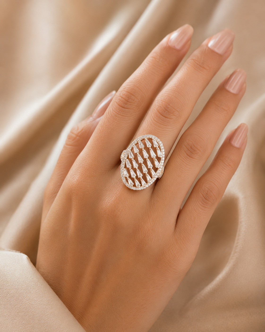 Celeste Lattice Oval Statement Ring - Image 2
