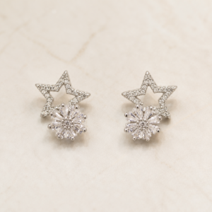 Silver Star Crystal Stud Earrings