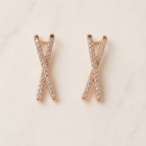 Rose Gold X Crystal Stud Earrings