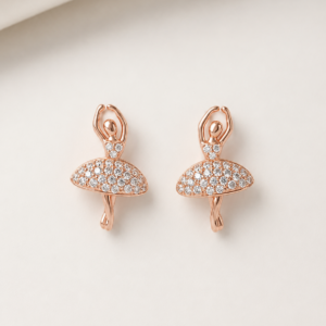 Rose Gold Ballerina Crystal Stud Earrings