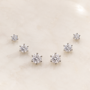 Silver Solitaire Crystal Stud Earrings Set