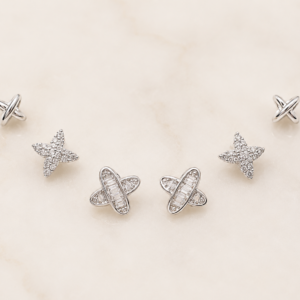 Silver Butterfly Star Stud Earrings Set