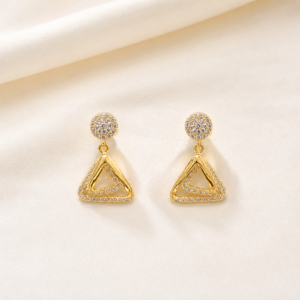 Gold Triangle Crystal Drop Earrings
