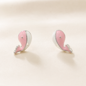 Pink Enamel Paisley Stud Earrings