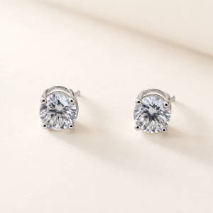 Silver Solitaire Crystal Stud Earrings