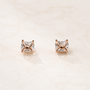 Rose Gold Bow Crystal Stud Earrings