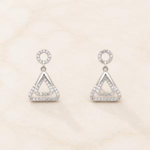 Silver Triangle Crystal Drop Earrings