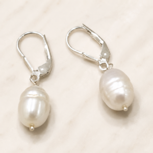 Silver Baroque Pearl Drop Earrings