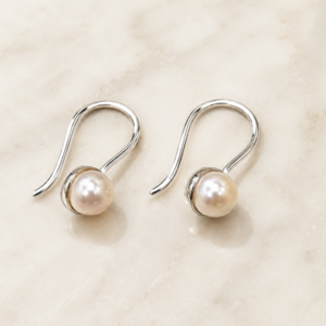 Silver Pearl Hook Drop Earrings