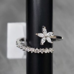 Crystal Bloom Curve Ring