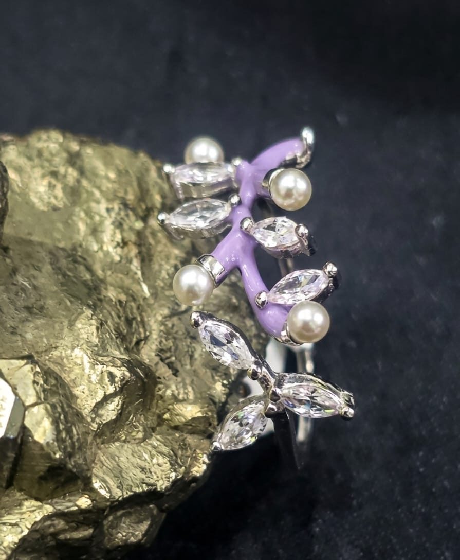 Lilac Pearl Vine Open Ring