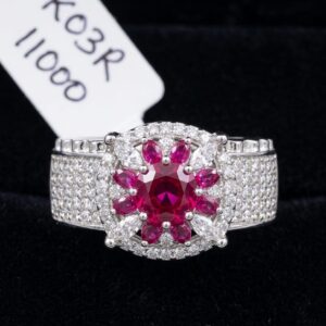 Silver Diagonal Crystal Band Ring