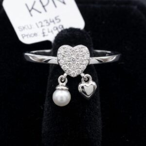 Pearl Charm Heart Ring