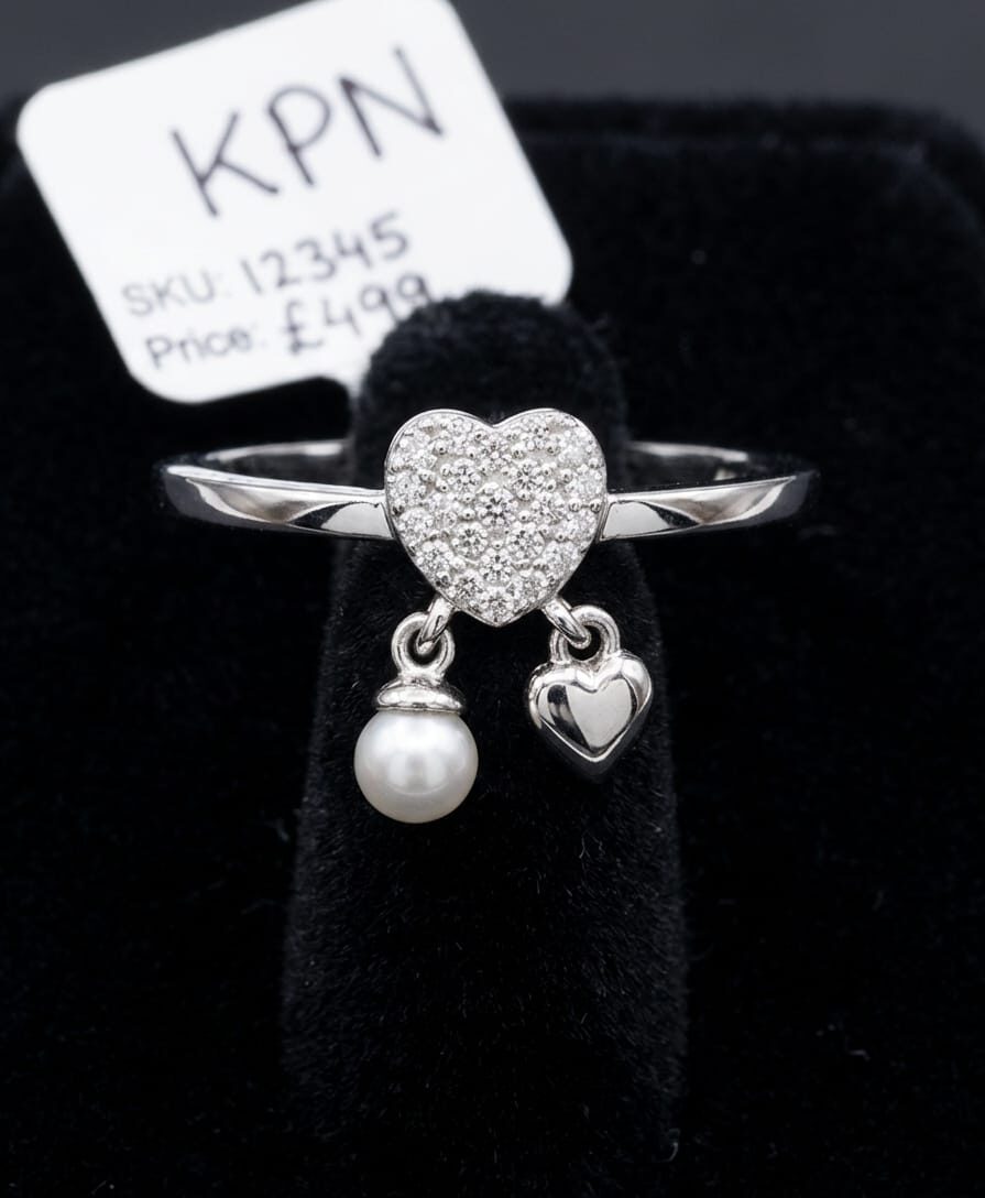 Pearl Charm Heart Ring