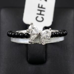 Noir Bow Bead Ring