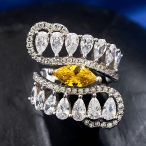Golden Marquise Crown Ring