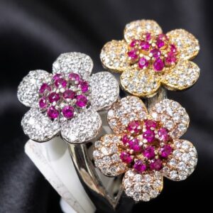 Triple Flower Diamond Ring