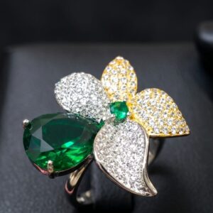 Emerald Leaf Diamond Ring