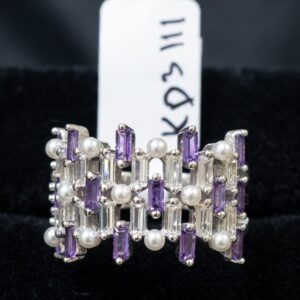 Purple Pearl Baguette Ring