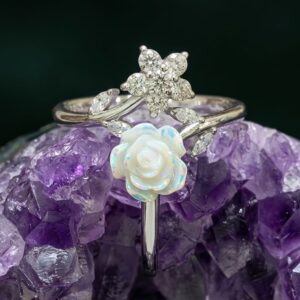 Opal Rose Flower Ring