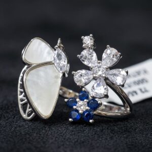 Butterfly Blue Flower Ring