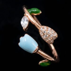 Rose Gold Floral Leaf Ring