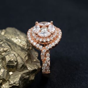 Rose Gold Crown Halo Ring