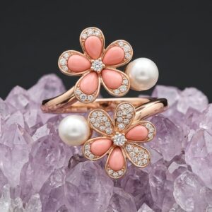 Pink Blossom Pearl Ring
