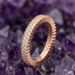 Rose Gold Ribbed Eternity Ring
