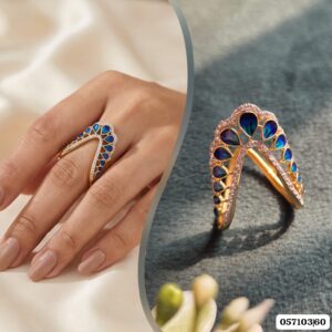 Blue Peacock Stone Adjustable Ring