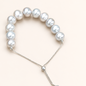 Grey Pearl Adjustable Slider Bracelet