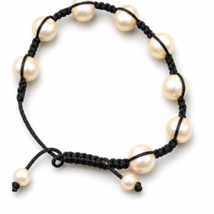 Ivory Pearl Black Cord Bracelet