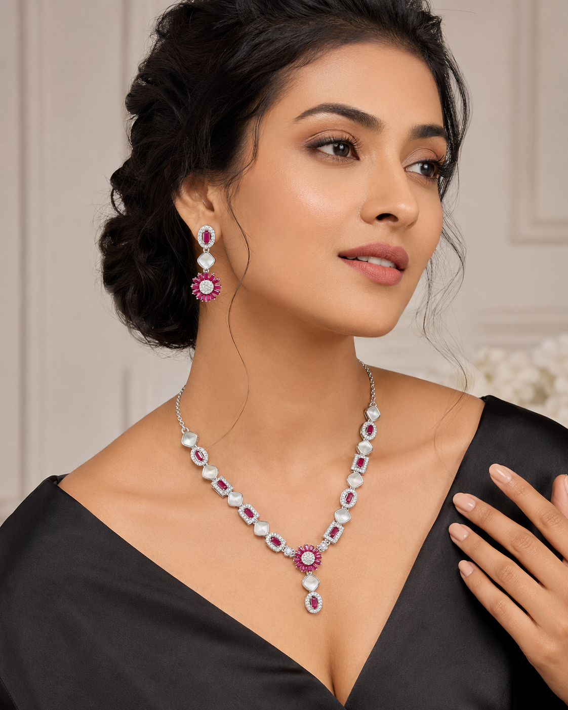 Vintage Magenta Blossom & Mother of Pearl Set - Image 2