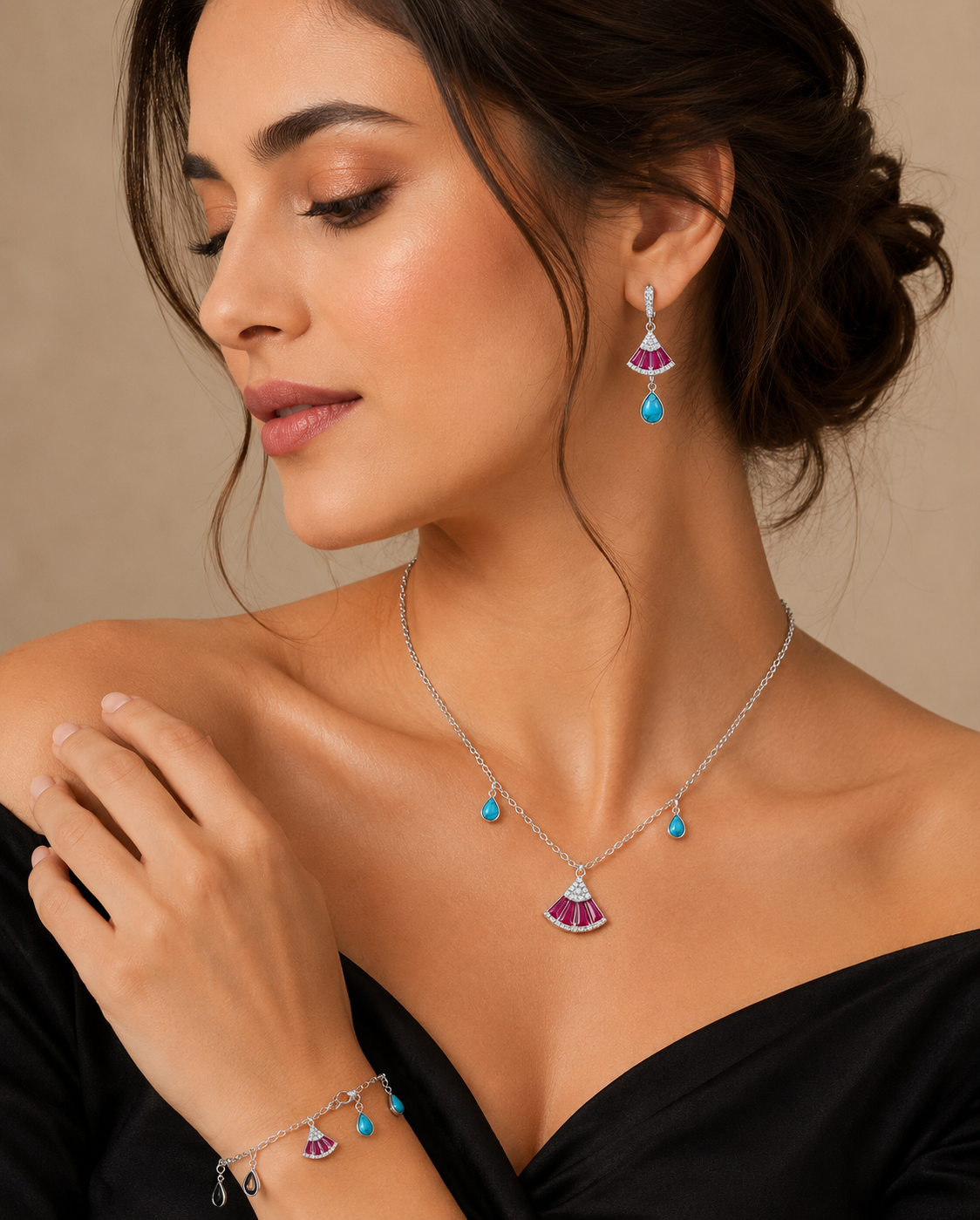 Bohemian Rhapsody Fan & Turquoise Charm Set - Image 2