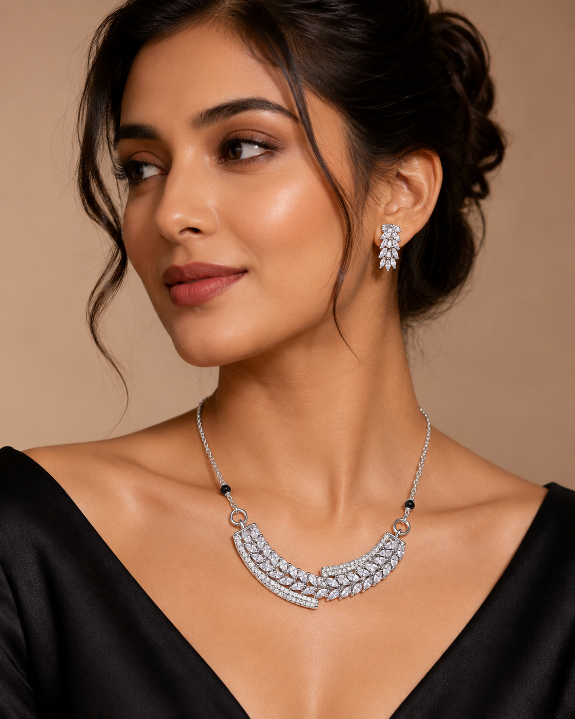 Majestic Marquise Crystal Leaf Collar Set - Image 2