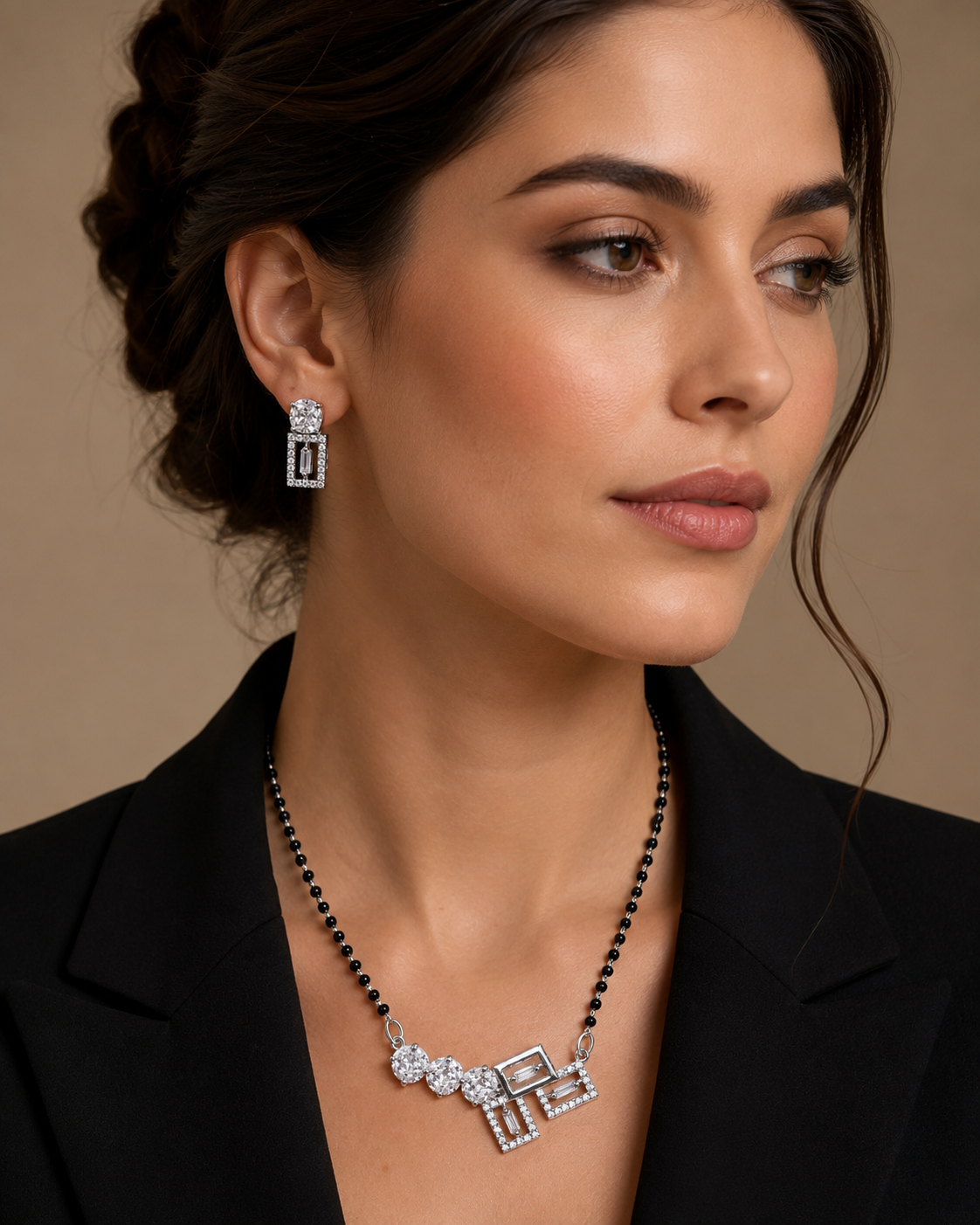 Modern Geometric Solitaire Mangalsutra Set - Image 2