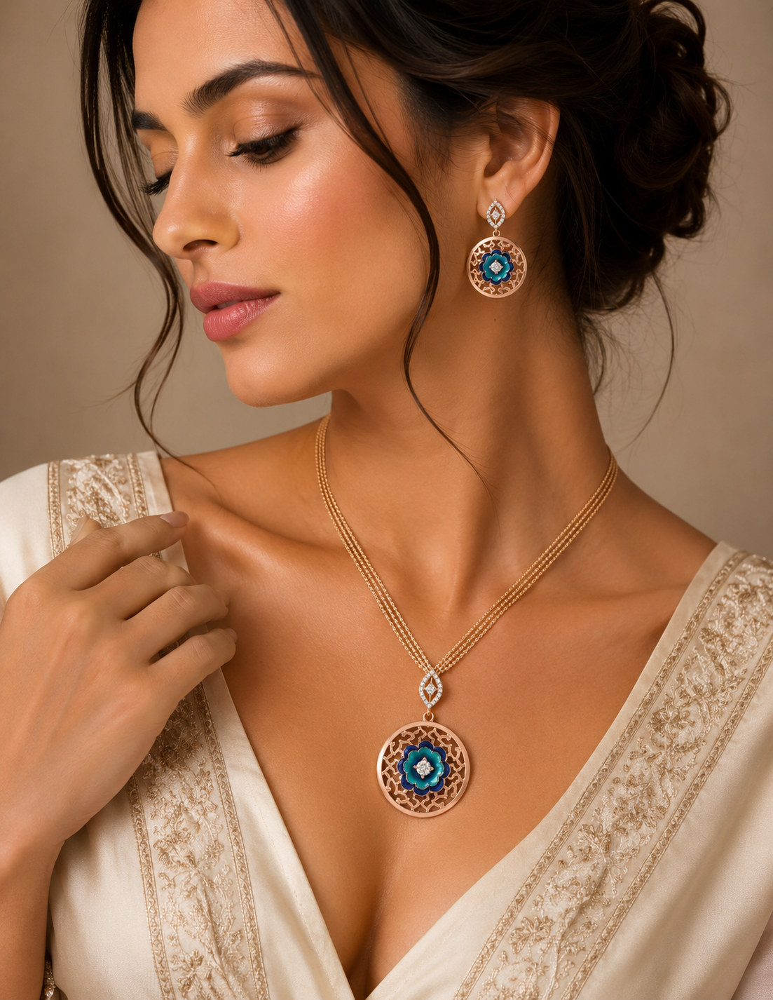 Imperial Teal Blossom Mandala Set - Image 2