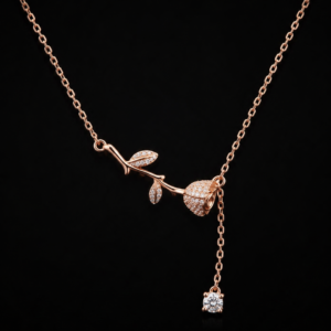 Rose Gold Rose Drop Necklace