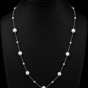 Silver Pearl Station Necklace