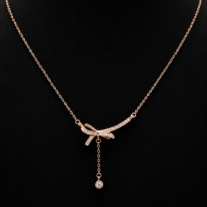 Rose Gold Bow Drop Necklace
