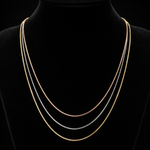Tri-Tone Triple Layer Chain Necklace