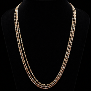 Tri-Tone Beaded Multi Strand Necklace
