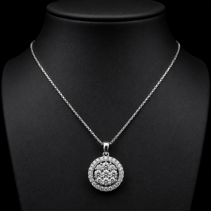 Silver Round Crystal Pendant Necklace