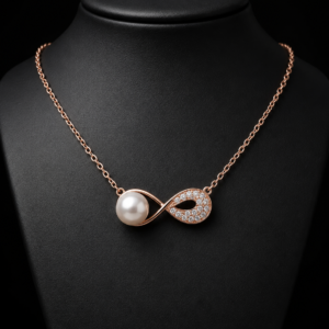 Rose Gold Infinity Pearl Necklace