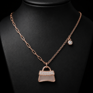 Rose Gold Handbag Charm Necklace
