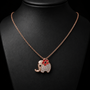 Rose Gold Elephant Floral Necklace