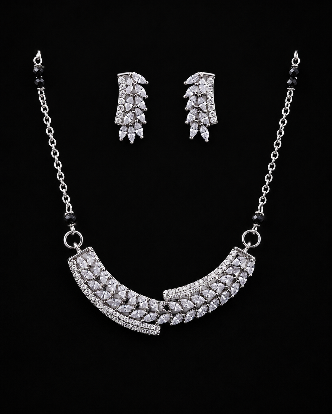 Majestic Marquise Crystal Leaf Collar Set